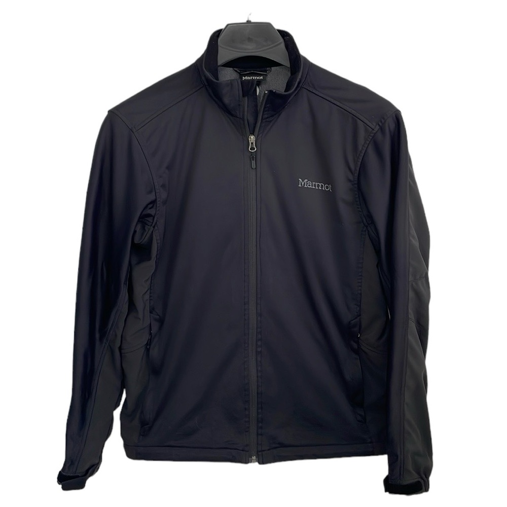 Marmot Windstopper men’s Size‎ Large zip up black & grey jacket.
